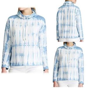 Chaps Women's‎ Sweatshirt Cotton Blue Tie-Dye Pullover Hoodie SizeXL